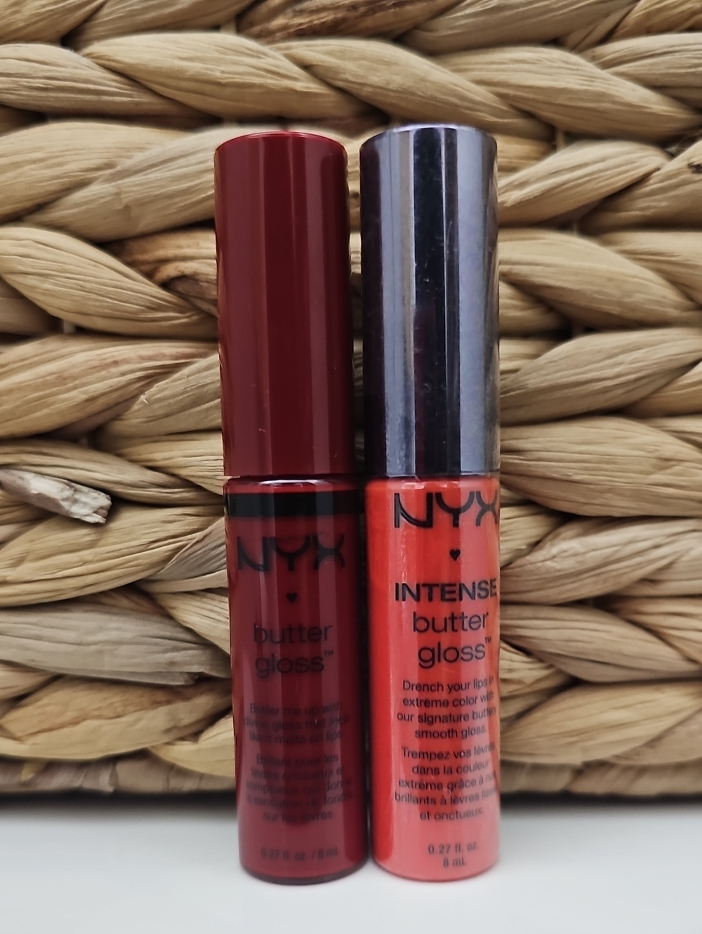 NYX Butter Gloss Duo in Deep Red & Vibrant Coral
